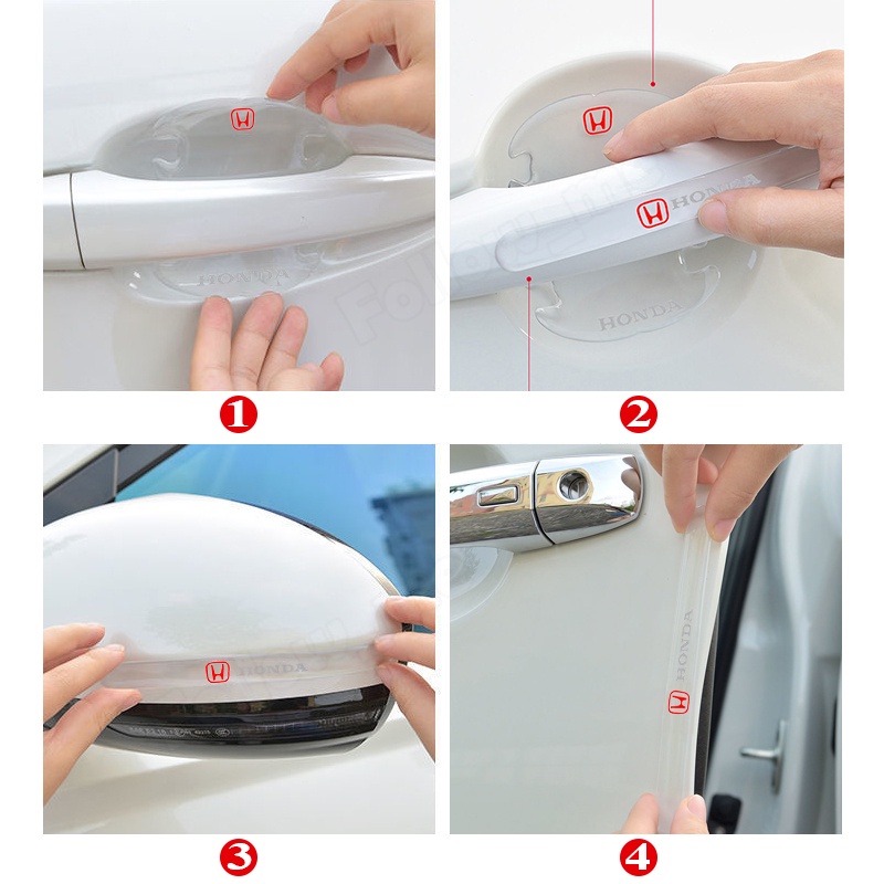 Miếng Dán Trong Suốt Chống Trầy Cho Tay Nắm Cửa Xe Hơi Honda Civic CRV XRV City Rs150r Rs150r EX5 Jazz Wave FC