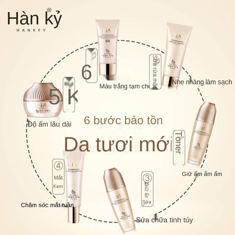 HANKEY Bộ mỹ phẩm chăm sóc da dạng lỏng ốc sên dành cho nữ sinh viên dưỡng ẩm toàn bộ