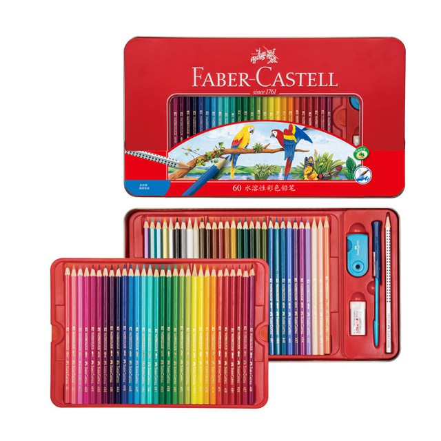 Chì màu nước Faber Castell 60 màu hộp thiếc