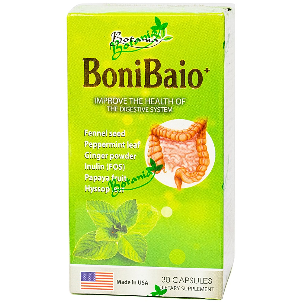 BoniBaio + giúp bổ sung vi khuẩn có lợi, hỗ trợ cân bằng hệ vi sinh đường ruột và tăng cường sức khỏe hệ tiêu hóa (lọ 30