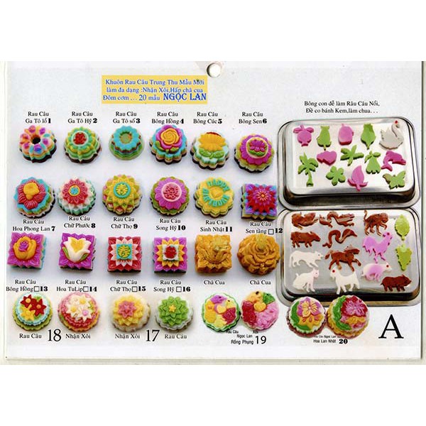 (60 mẫu) khuôn rau câu trung thu 9cm tròn vuông Hoa sen, hồng, Hỷ, Phúc, Lộc Thọ, Tài  plastic square cake mold 01-20 NL