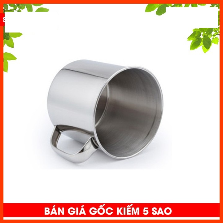 Ca cốc inox 304 uống nước loại 1 có quai 100ml không nắp cho bé mầm non, nhà trẻ