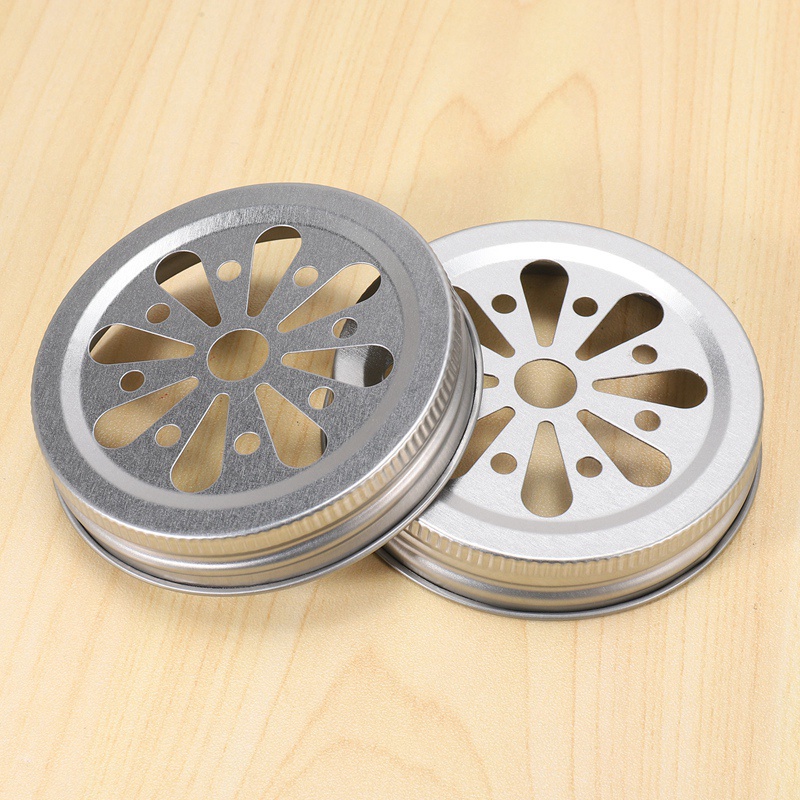 16 cái Miệng thông thường Mason có thể Nắp bình chống rỉ Daisy Cắt với lỗ rơm Nắp hoa rỗng cho bóng , lọ đóng hộp,Etc