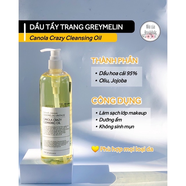 Dầu tẩy trang hoa cải GRAYMELIN CANOLA CRAZY CLEANSING OIL