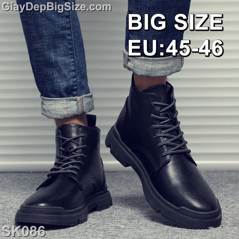 Giày boot (bốt) da bò, giày đốc cổ cao big size cỡ lớn (EU:45-46) cho nam chân to