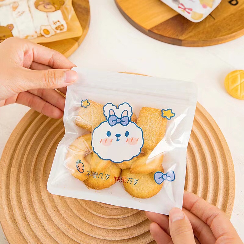 Túi Zip đựng bánh quy hoạ tiết Thỏ Cony và Gấu Brown