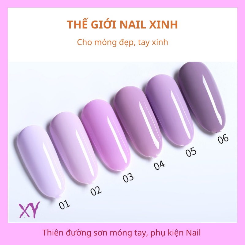 Sơn gel AS dùng máy hơ móng tay tone màu tím nhẹ nhàng mã XY mã 15ml