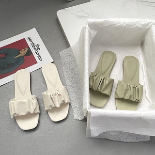summer green flat slippers