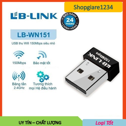 LB LINK - USB Wifi Nano Tốc Độ 150Mbps không râu thu sóng wifi cho máy tính