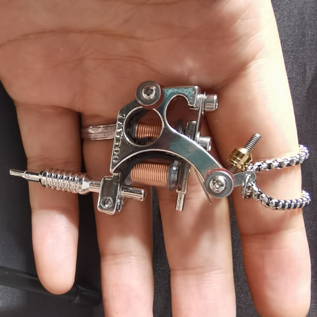 Thời Trang vòng cổ Thép Titan Mặt Máy Xăm Hình Màu Bạc Phong Cách Hip Hop Unisex