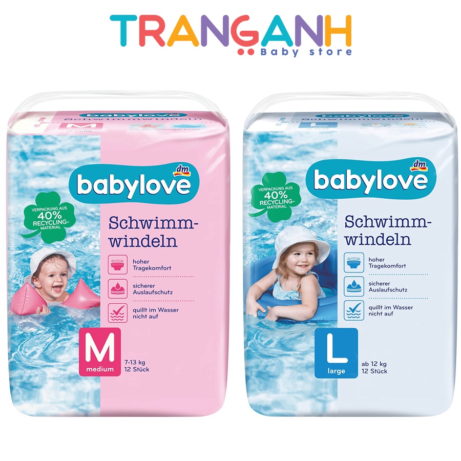 Bỉm bơi dán/quần Babylove Đức cho bé đủ size: M/L từ 7-20kg