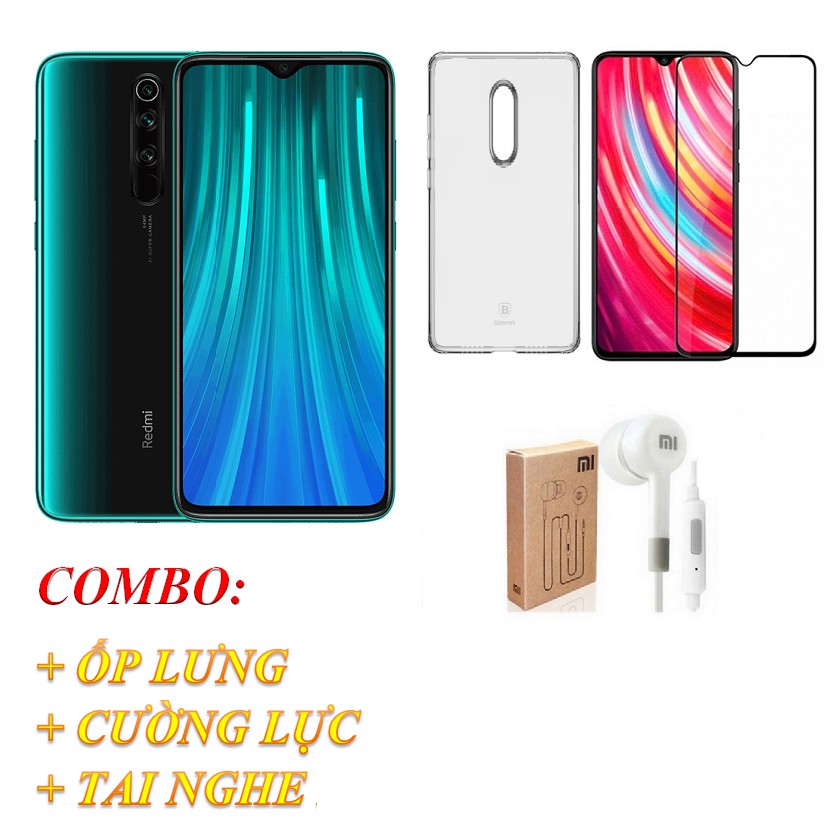 Điện thoại Xiaomi Redmi Note 8 Pro 6GB 64GB + Cường lực + Ốp lưng + Tai nghe - nhập khẩu | BigBuy360 - bigbuy360.vn