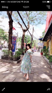 Váy maxi voan trễ vai