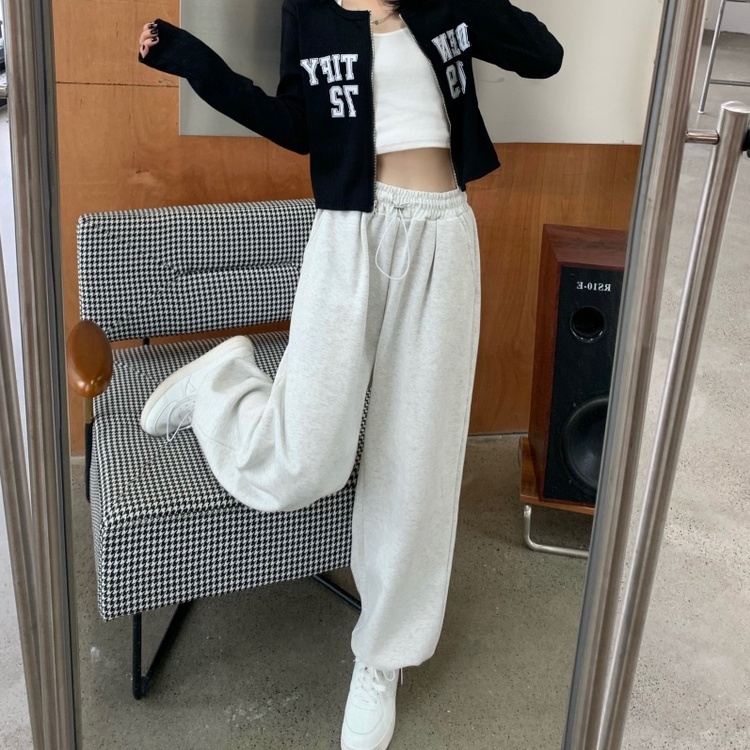 Quần ống rộng lưng cao dây rút cá tính trẻ trung thời trang 46142