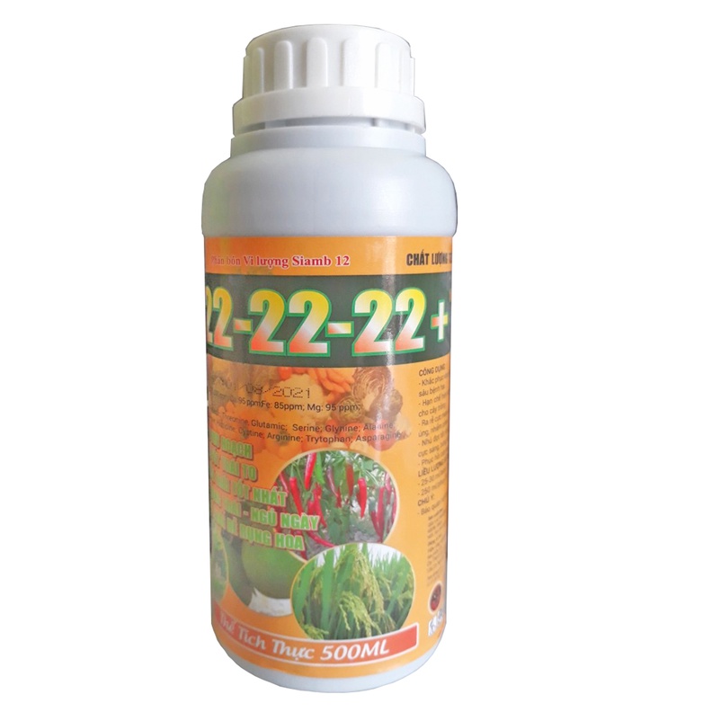 Phân Bón Vi Lượng NPK-22-22-22 Chai 500ml PHỤC HỒI SAU THU HOẠCH, NUÔI TRÁI CỰC TỐT, TRÁI TO, BỘ LÁ XANH DÀY, VỎ SÁNG