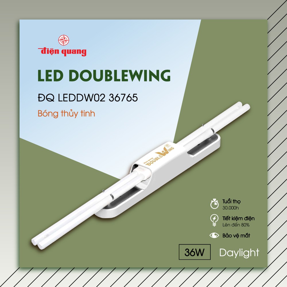 Bộ đèn LED Doublewing Điện Quang ĐQ LEDDW02 36765 (36W daylight, bóng thủy tinh)