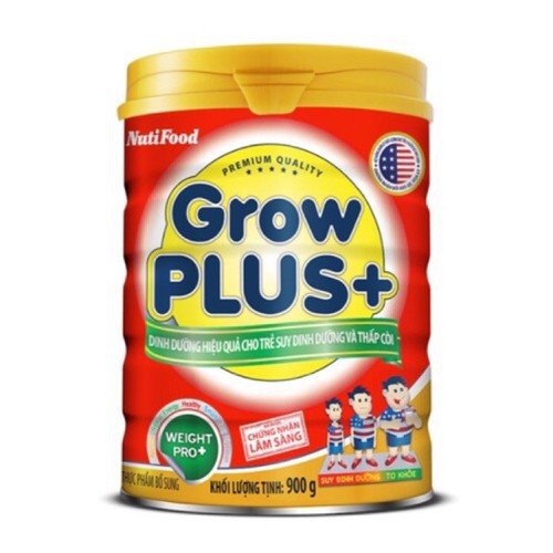 Sữa bột Nuti Grow Plus Đỏ Hộp 900g - dành cho trẻ suy dinh dưỡng và thấp cời