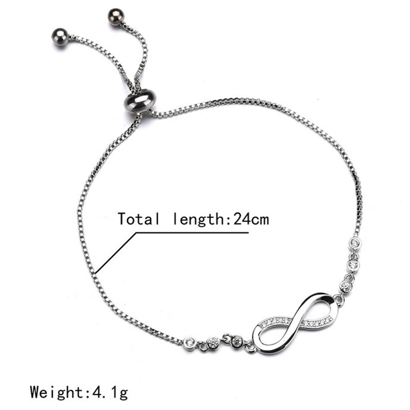 Vòng Tay Mạ Vàng 18K Đính Đá Zircon Hình Vô Cực Thời Trang Cho Nữ 925