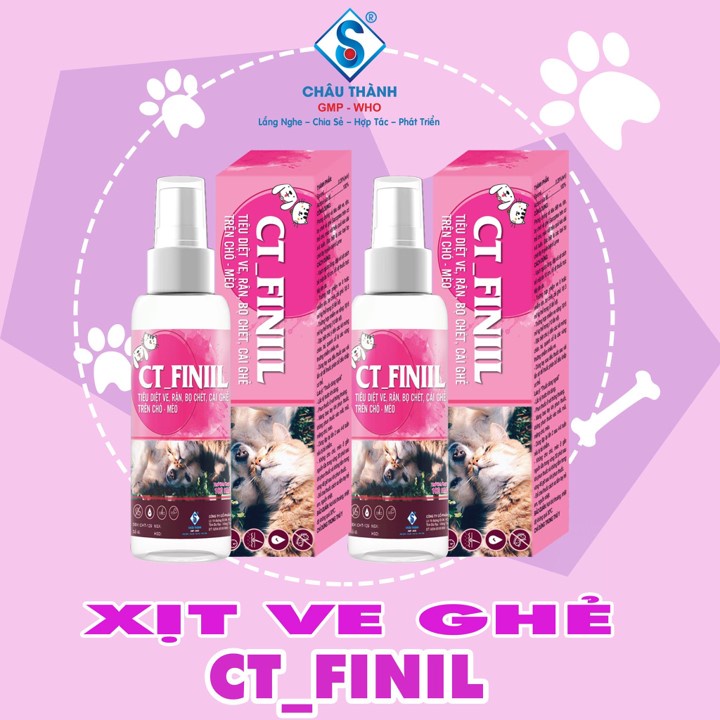 Xịt ve rận chó mèo, bọ chét, phòng ghẻ nấm CT_FINIIL chai 100ml - CHÂU THÀNH