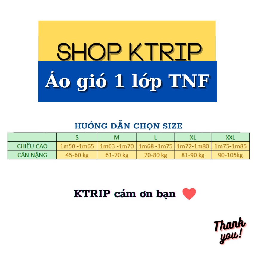 Áo Gió 1 Lớp Chống Nước  Cao Cấp TNF, Thiết Kế Nhỏ Gọn, Có Bigsize (50-130kg)- Bảo Hành 12 tháng