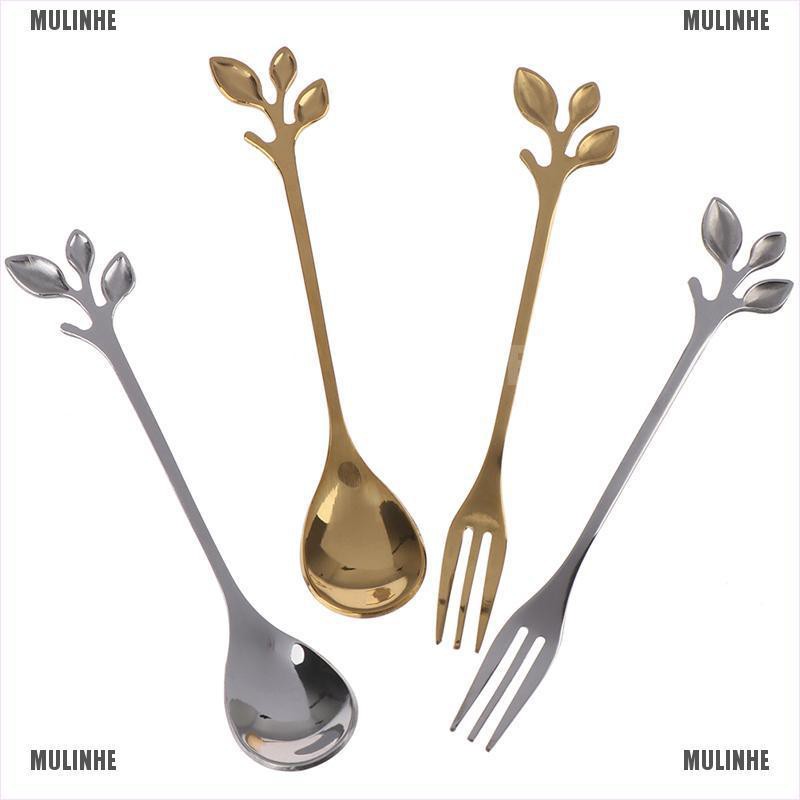 Muỗng Cà Phê Hình Chiếc Lá Mini Bằng Thép Không Gỉ