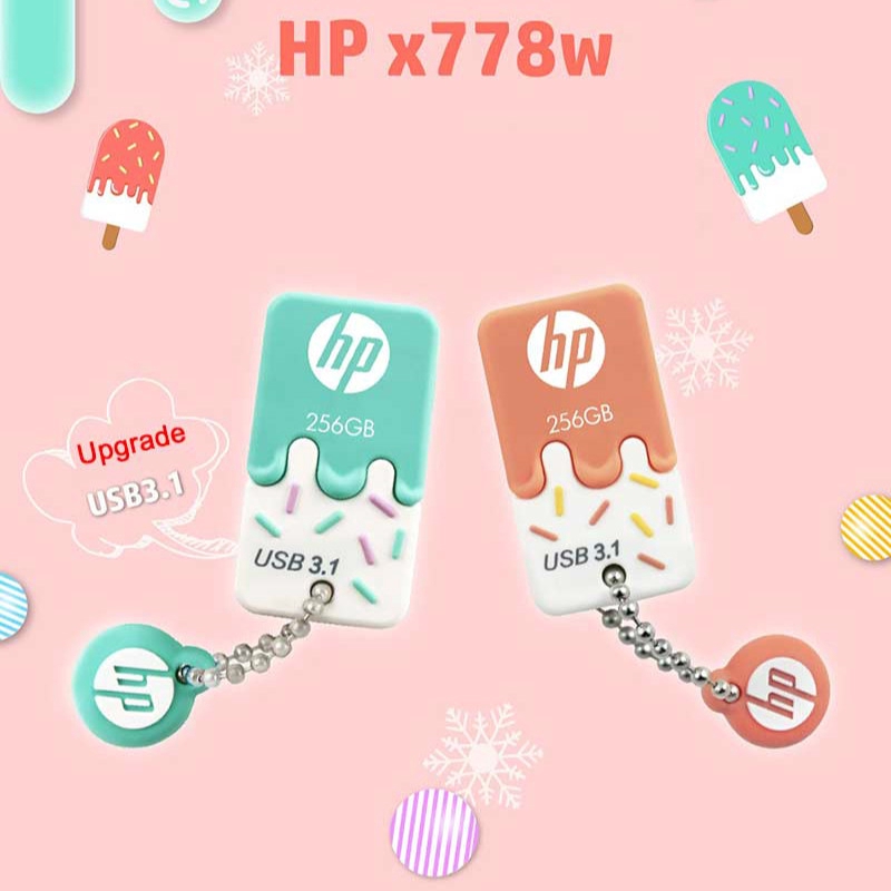 Ổ nhớ flash cổng USB3.1 chất liệu silicon hình que kem đáng yêu tiện dụng cho OTG DJ