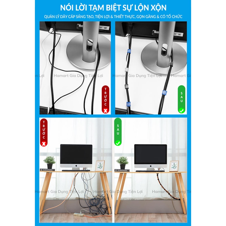 Băng Gai Quấn Dây Sạc Điện Thoại Tai Nghe Dán Velcro Thu Gọn Dây Điện Chống Rối Đa Năng