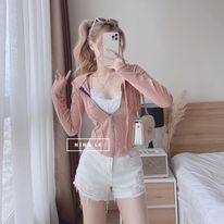 Áo mũ khoá viền gân tăm cá tính