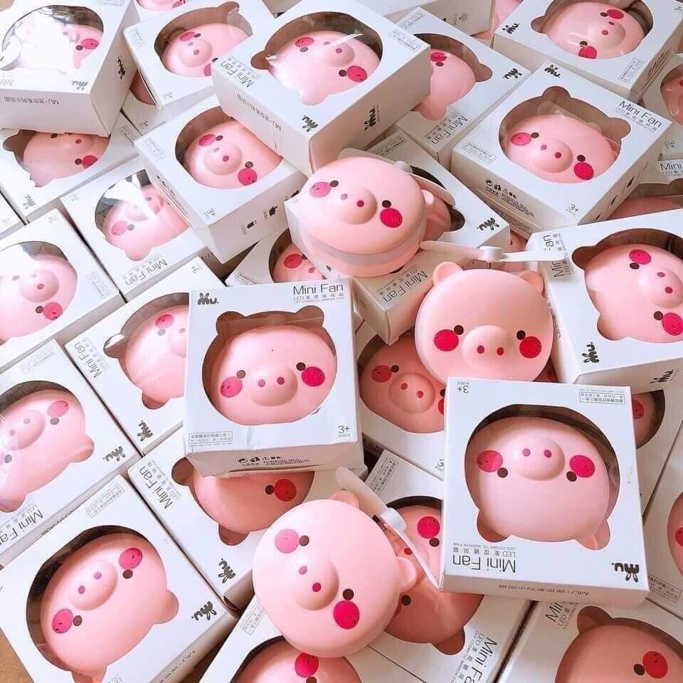 Quạt Mini Cầm Tay Tích Điện Hình Con Heo Đa Năng 3 Trong 1 Có Gương Có Đèn Siêu Kute Dễ Thương | BigBuy360 - bigbuy360.vn