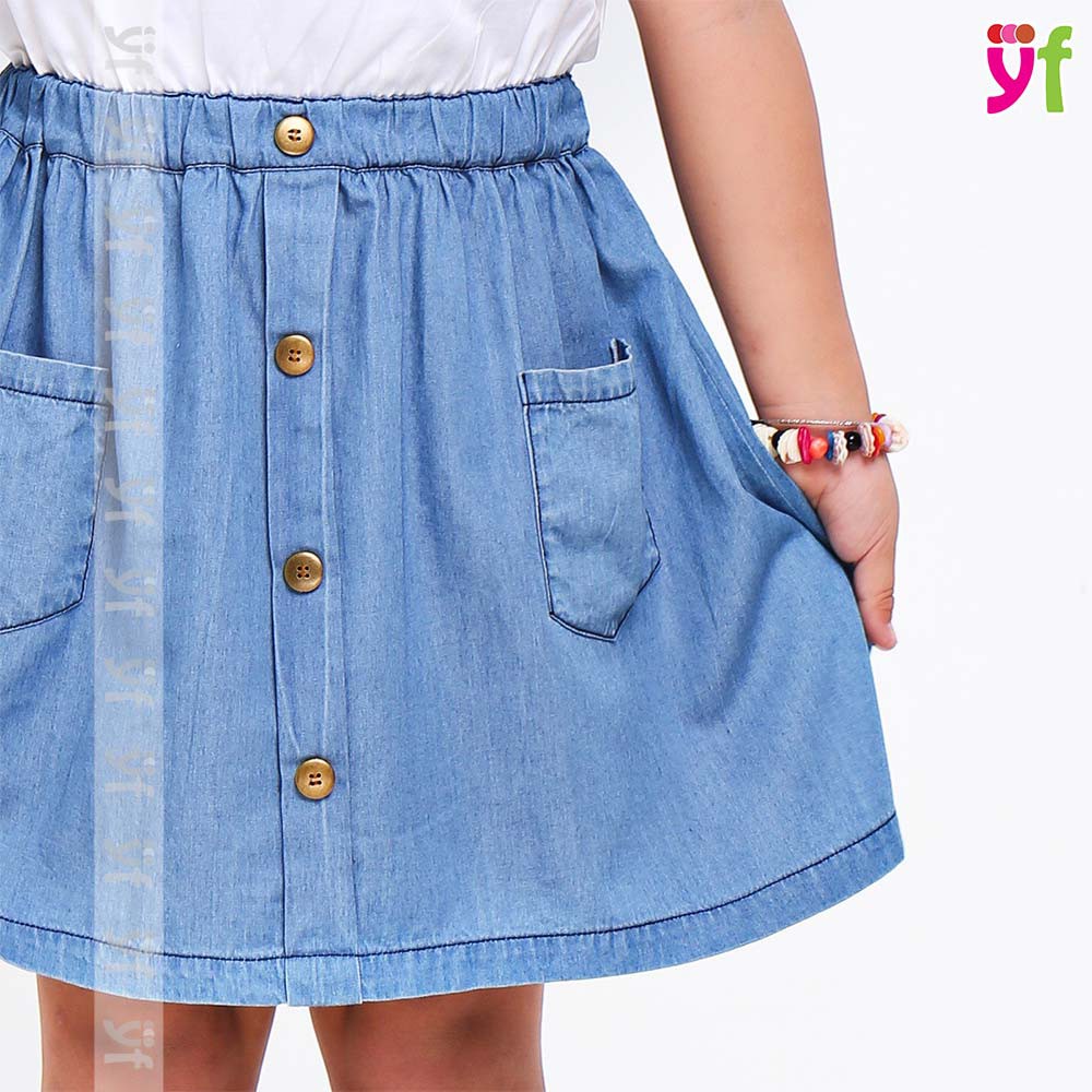 Đầm xòe cho bé tùng jean YF, nhiều màu, vải cotton thấm hút tốt 9DX539