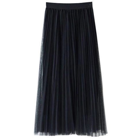 Chân Váy Lưới Dáng Chữ A Dài Lưng Cao Xếp Ly Thời Trang Bốn Mùa Cho Nữ