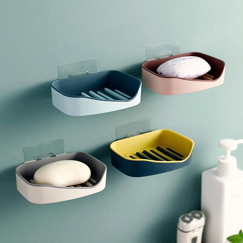 Wall Hanging Suction Soap Box /Non-marking Strong Viscosity Storage Basket /Free Punching Plastic Wall Hanging Paste Tray /Bathroom Kitchen Tool  Soap Dishes