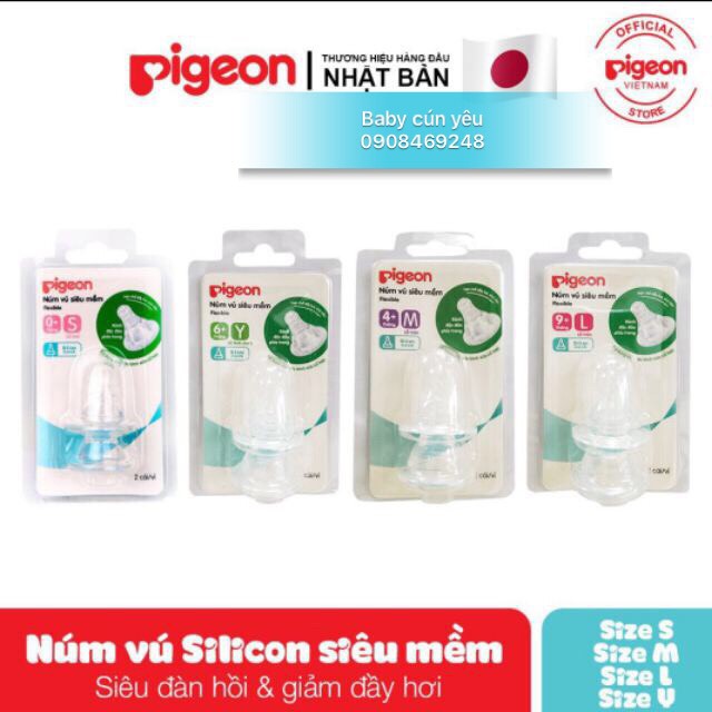 [CHÍNH HÃNG] NÚM SIÊU MỀM PIGEON CỔ HẸP SIZE S- M-Y-L-LL