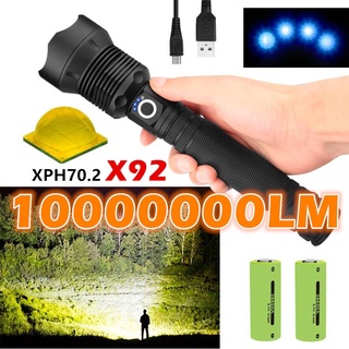 Mới Đèn Pin LED CREE XHP70 Có Thể Sạc Lại Bằng Cổng USB 26650