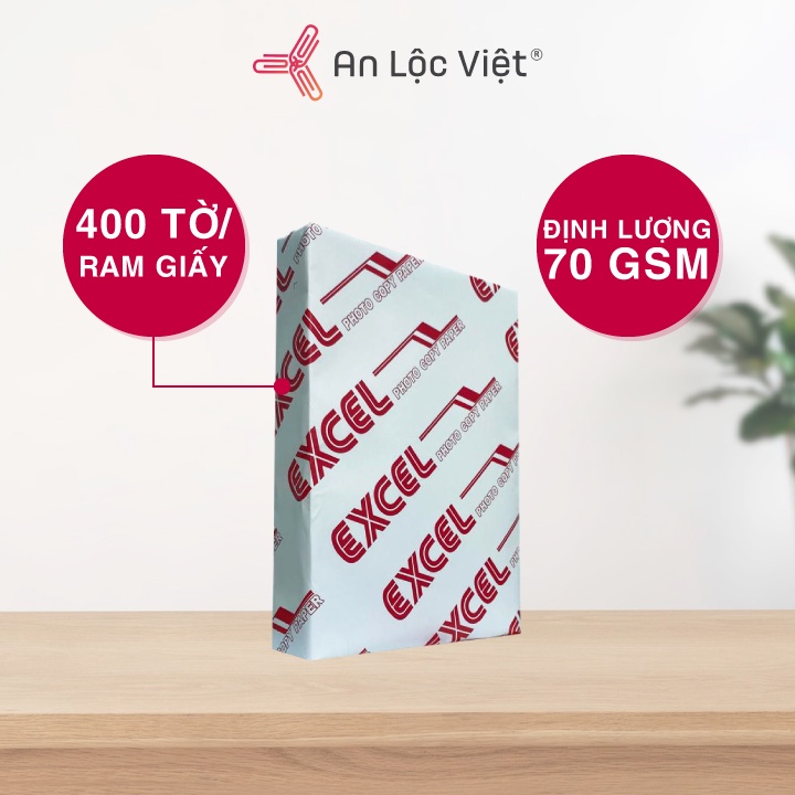 Giấy A5 Excel 70 gsm - Eco 400 tờ/ram - trắng mịn, không bụi giấy