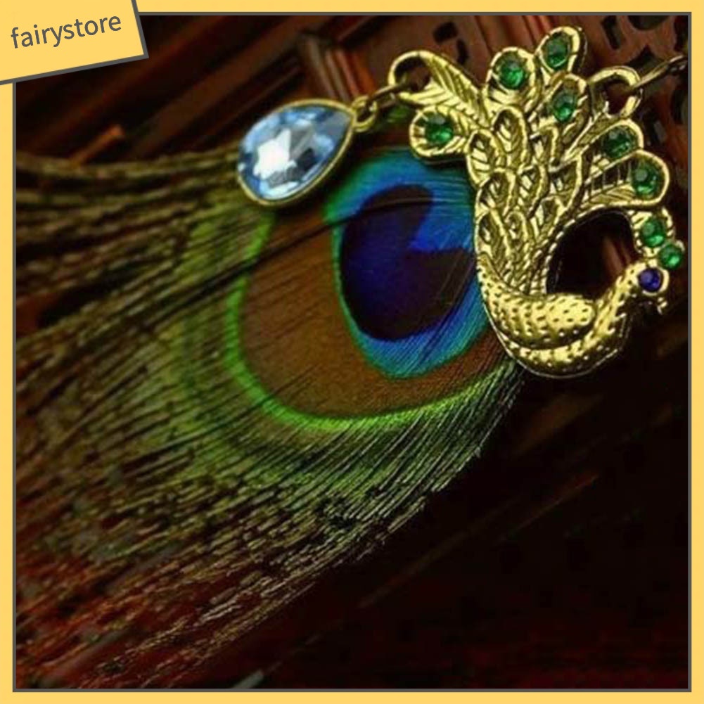 Hoa tai thiết kế kiểu dáng hình lông công phong cách Bohemia