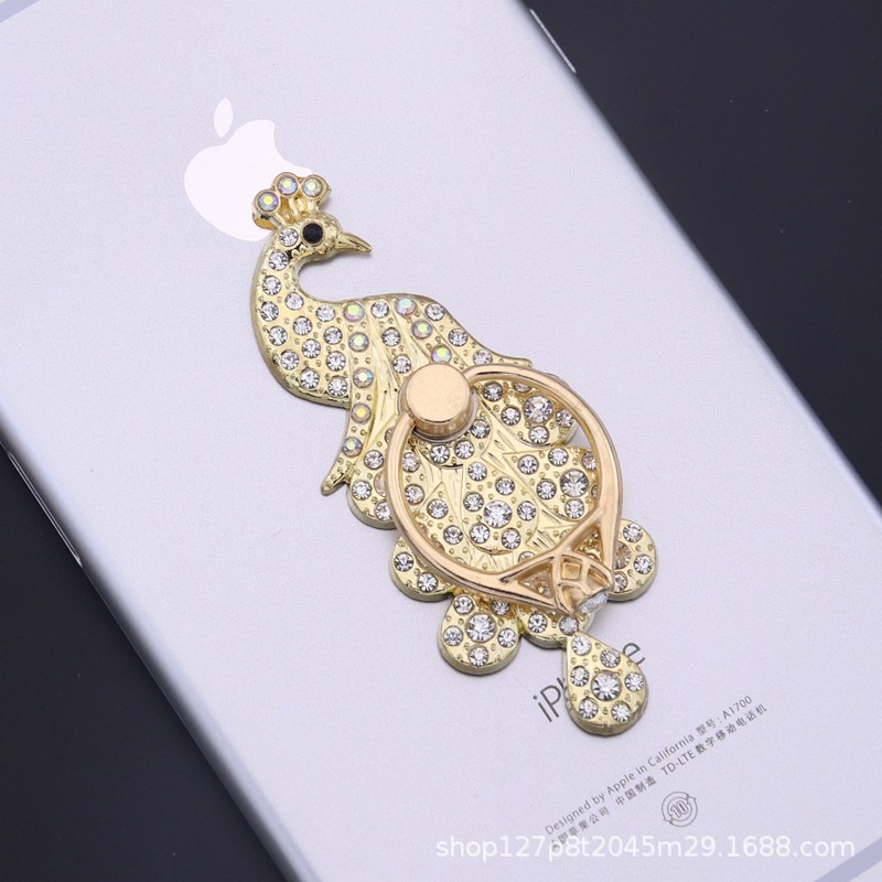 Giá Đỡ Điện Thoại Dạng Nhẫn Đeo Tay Hình Chim Công / Thiên Nga / Vương Miện / Thiên Nga Đính