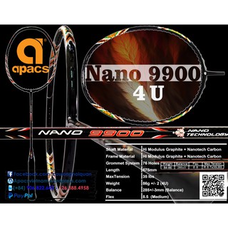 [Chính hãng] Vợt cầu lông Apacs Nano 9900 - 4U - vợt phổ thông rèn luyện sức khỏe