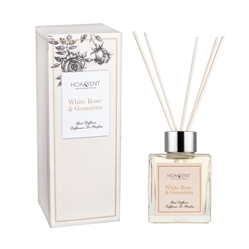 Bộ Khuếch tán mùi hương que mây Hoarient - White rose & Geranium 100ml