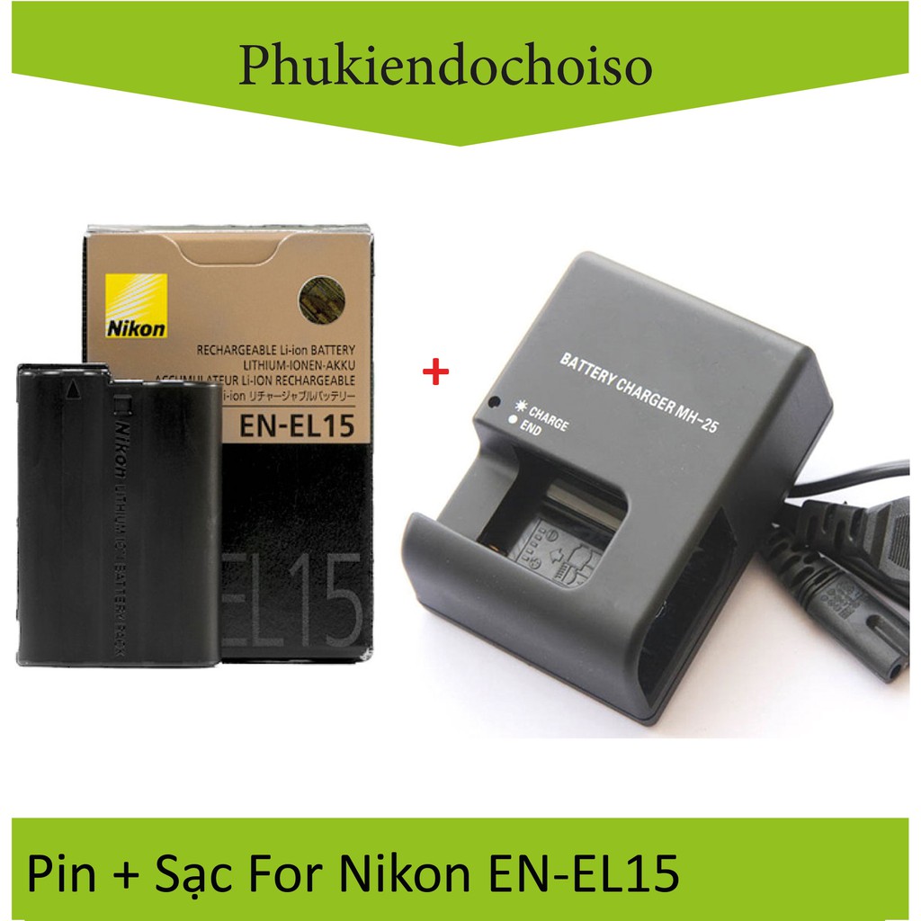 Bộ pin sạc thay thế 1 Pin 1 Sạc máy ảnh Nikon EN-EL15