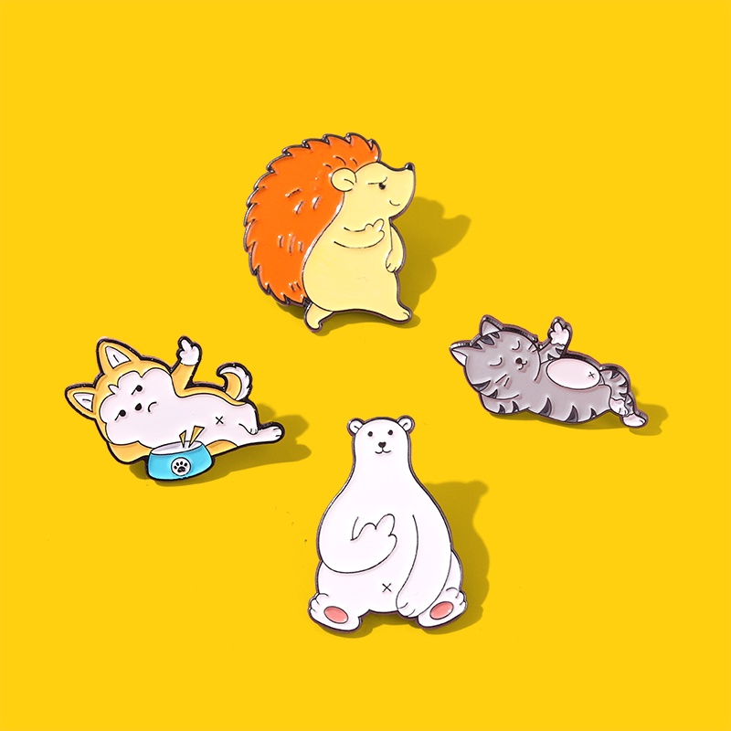 Ghim cài áo QIHE JEWELRY bằng hợp kim phong cách nhân vật hoạt hình 4 kiểu tùy chọn khác nhau dễ thương