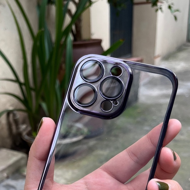 CHÍNH HÃNG MÀU TIM Ốp lưng TOTU trong CÓ LỚP KÍNH bảo vệ mắt camera iPhone 14 PRO PLUS MAX trong dẻo viền màu siêu đẹp