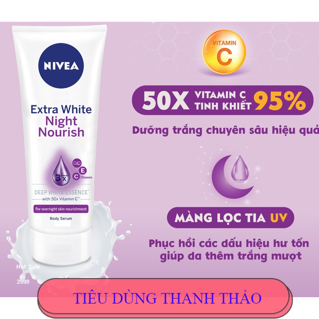 Serum Dưỡng Thể NIVEA Extra White Night Nourish Dưỡng Ẩm | Trắng Da kết hợp Extra Bright Repair & Protect