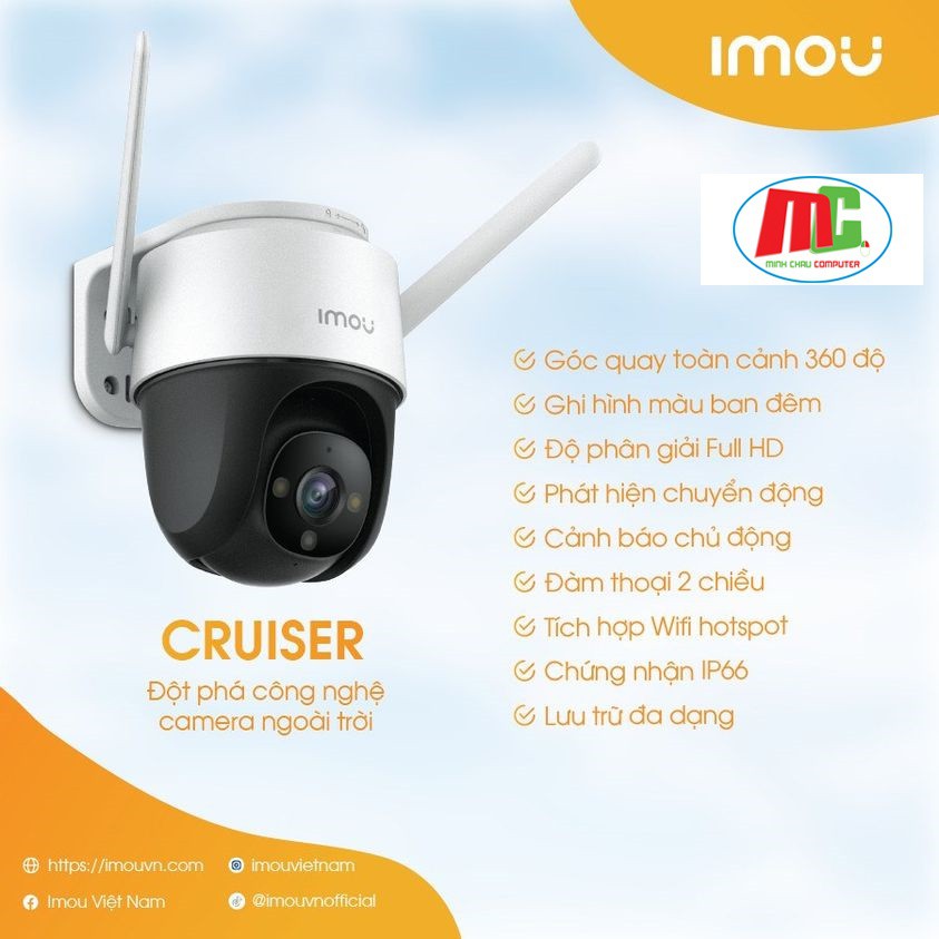 Camera Ngoài Trời Imou PTZ IPC-S22FP 2.0mpx (Quay 360 độ + Có Màu Ban Đêm)