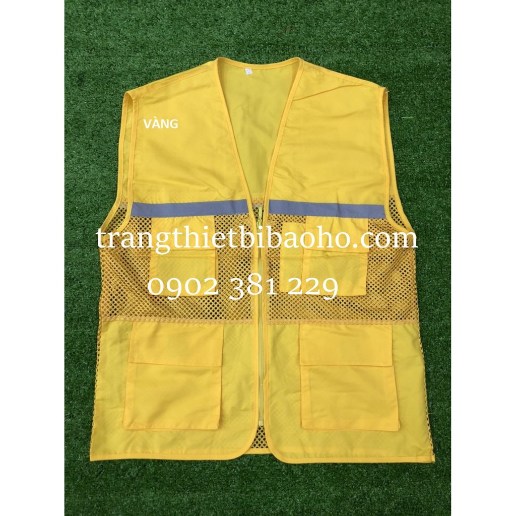 Áo ghi lê gió phản quang kỹ sư, công nhân vải dù phối lưới 5 túi - 6 màu lựa chọn