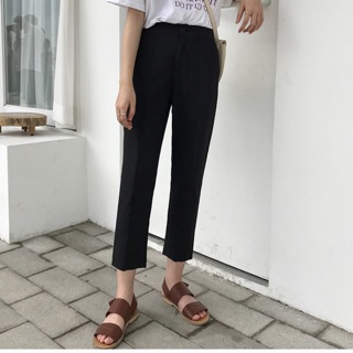 Quần tây baggy 9 tấc màu đen có đường li size 65-90kg