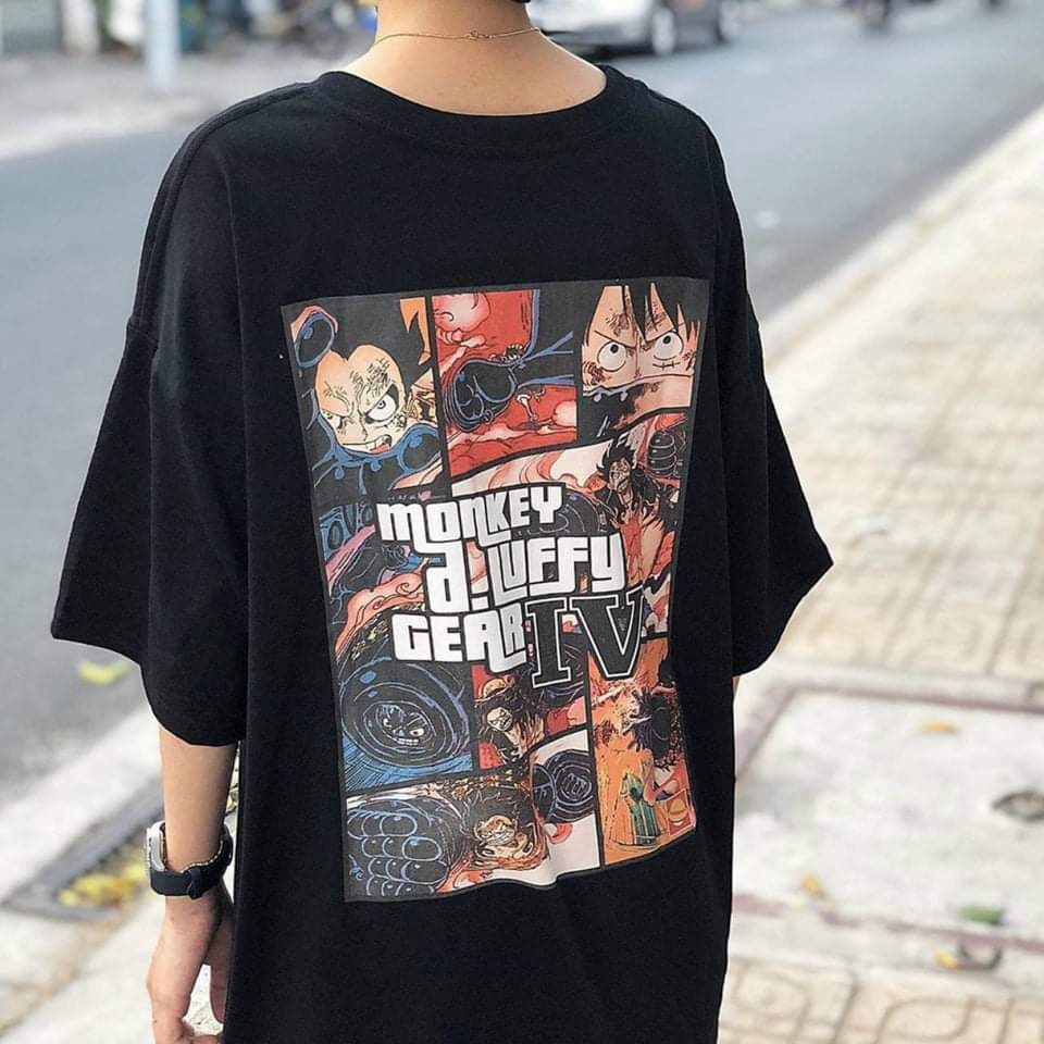 Áo Thun Unisex Nam Nữ, Stile Ulzzang in hình Luffy, form rộng, áo phông chất thun cotton cực mát
