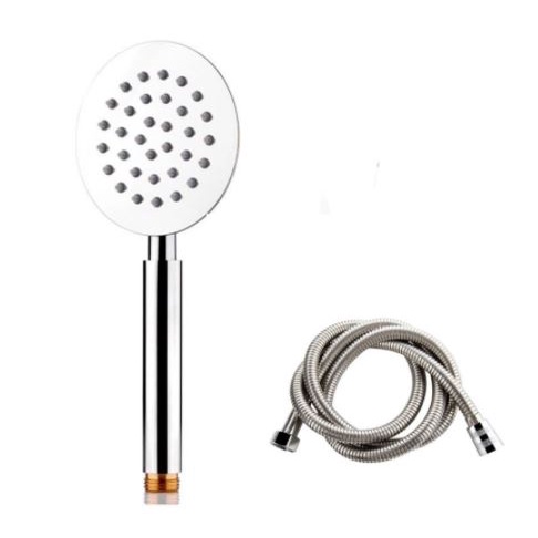 Bộ củ sen hợp kim một đường nước lạnh và tay sen tắm INOX tròn mỏng an toàn, dễ sử dụng,bộ TS+dây+cài - QM.CS02.TS022B3