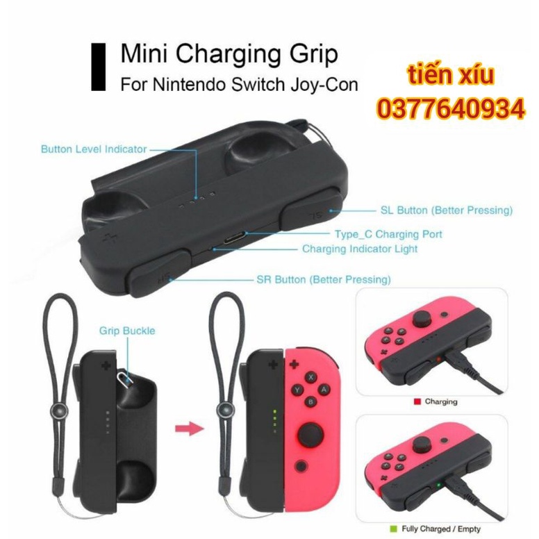 Bộ sạc grip tay cầm Joycon kèm handgrip Nintendo Switch mini charing joycon grip Strap