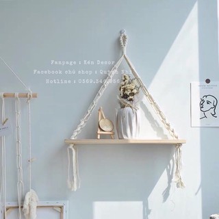 Kệ gỗ treo tường Macrame gỗ Quế thơm